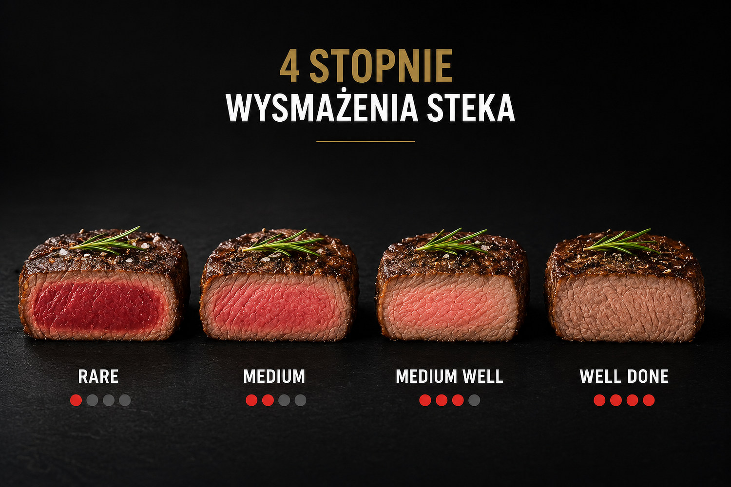 4 stopnie wysmażenia steka
